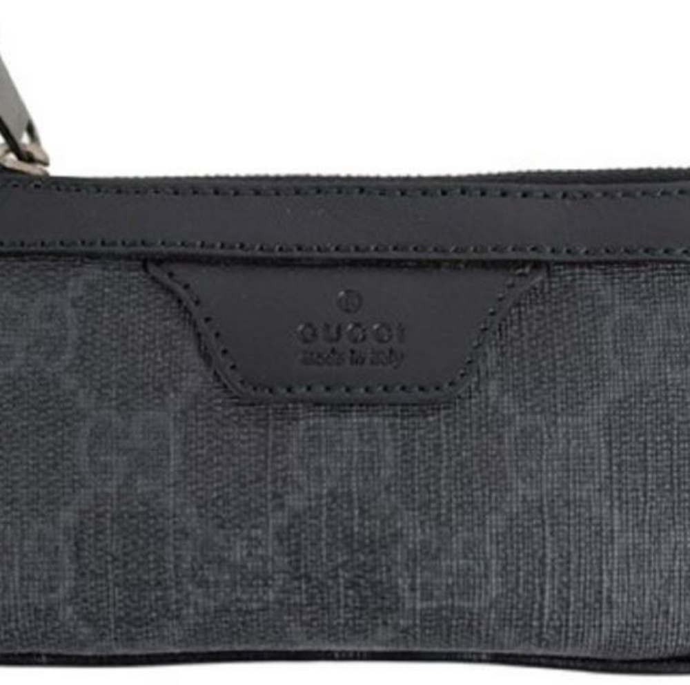 Gucci Black/Gray Leather Supreme Zip Change Purse